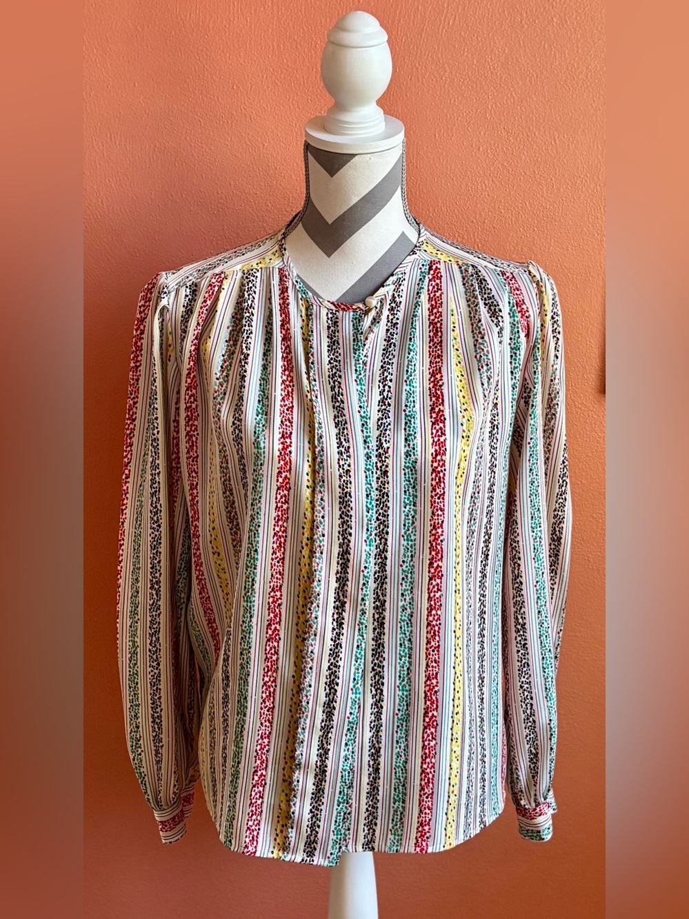 Vtg Eva Laurel New York Multicolor Striped Blouse